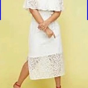 LANE BRYANT White Off-The-Shoulder Stretch Lace Dress 22/24